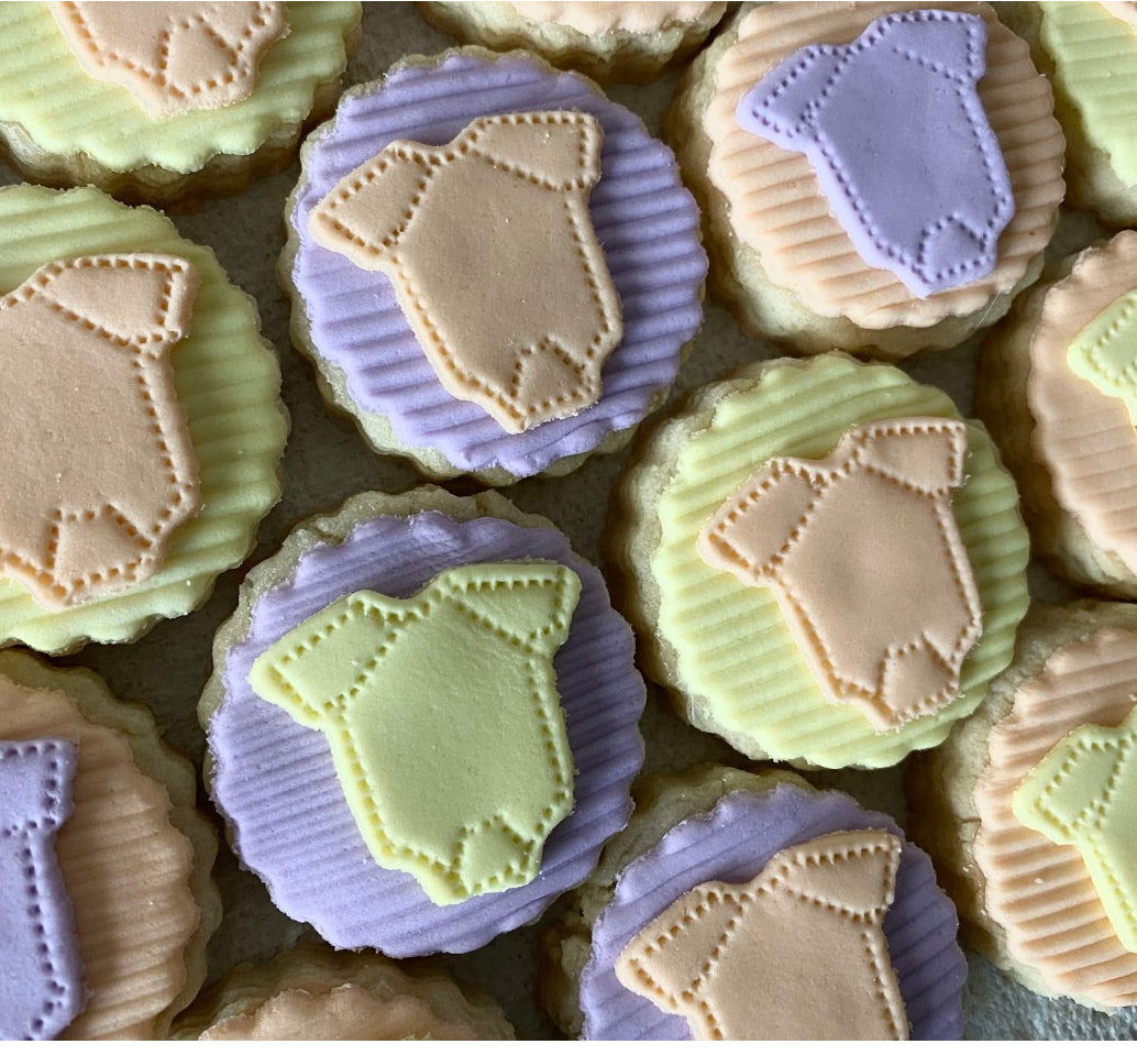 Onesie Tea Cookies, custom colors
